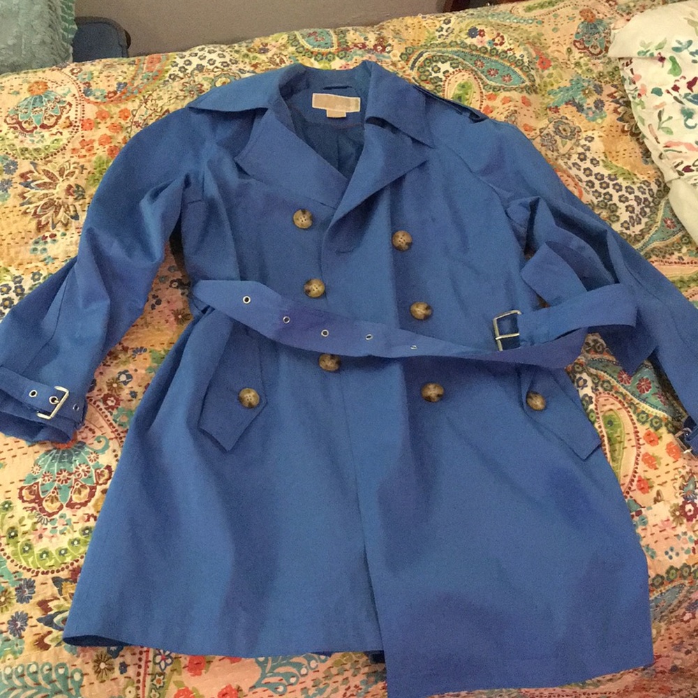 Michael Kors large blue trench coat gorgeous blue